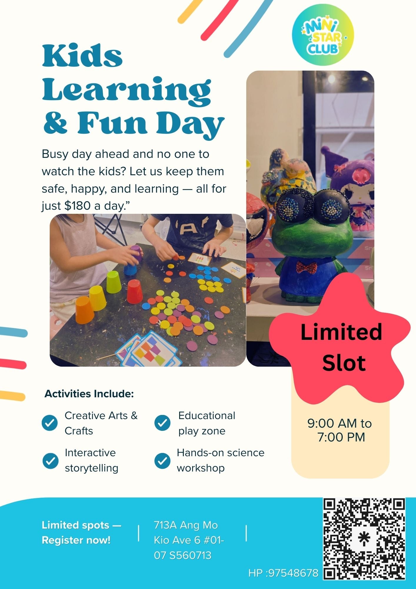 Kids Learning & Fun Day (1 full day)